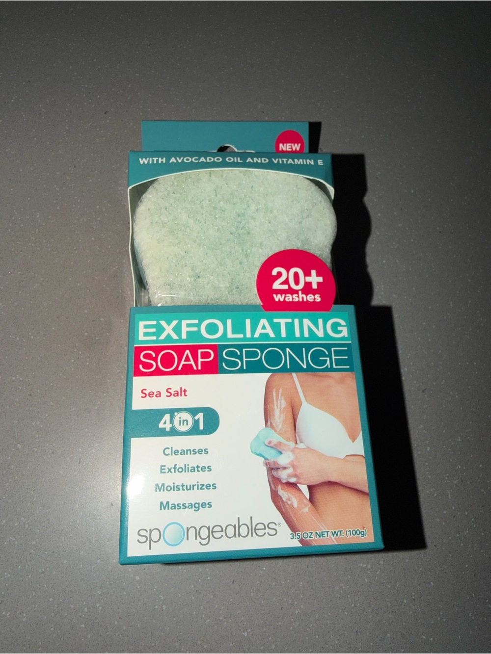 Spongeables Exfoliating Soap Sponge - Sea Salt (Light Aqua)